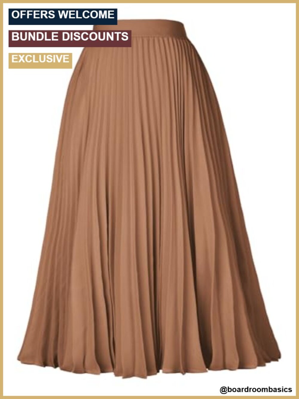 Pleated Midi Skirt Women Chiffon A-Line Elastic Waist Business Casual